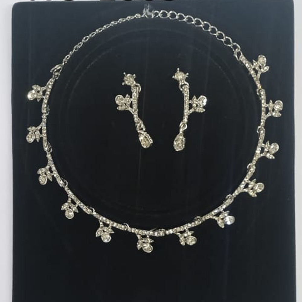 Sanjana Jewels Silver Plated Austrian Stone Necklace Set