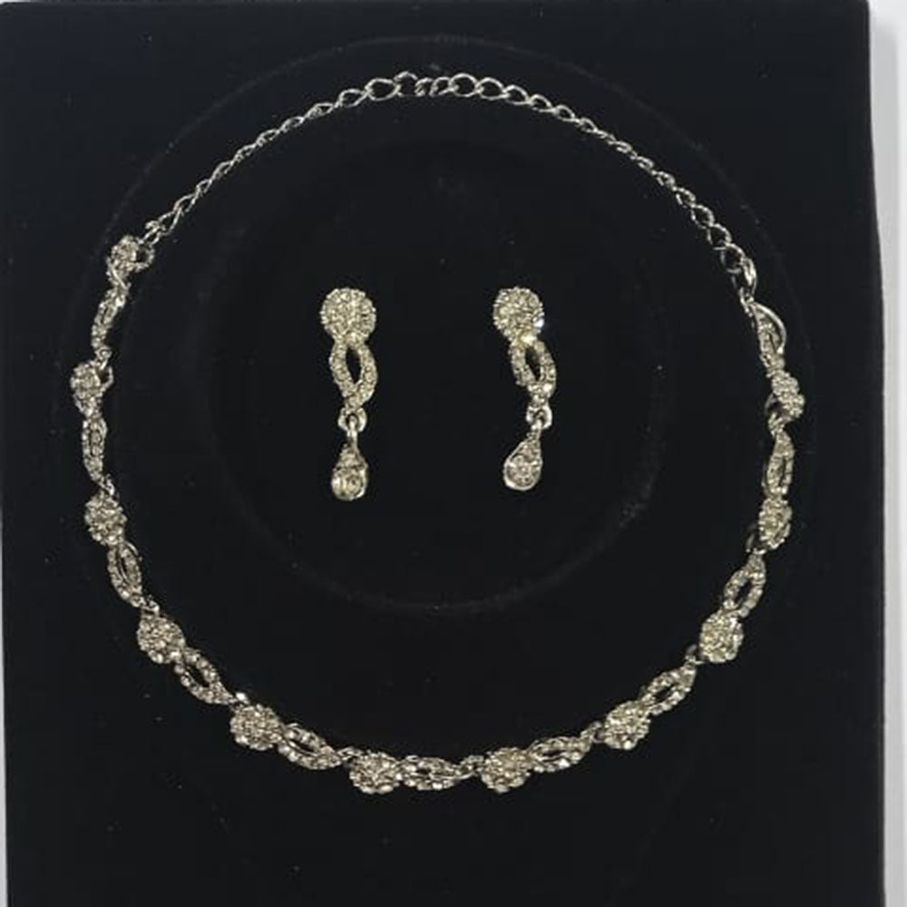 Sanjana Jewels Silver Plated Austrian Stone Necklace Set