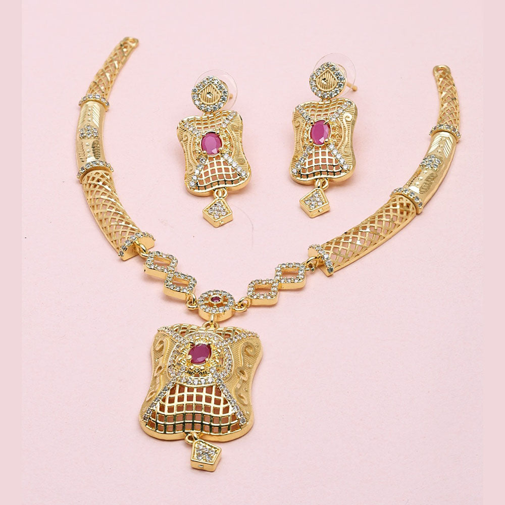 Sanjana Jewels Gold Plated Austrian Stone Necklace Set