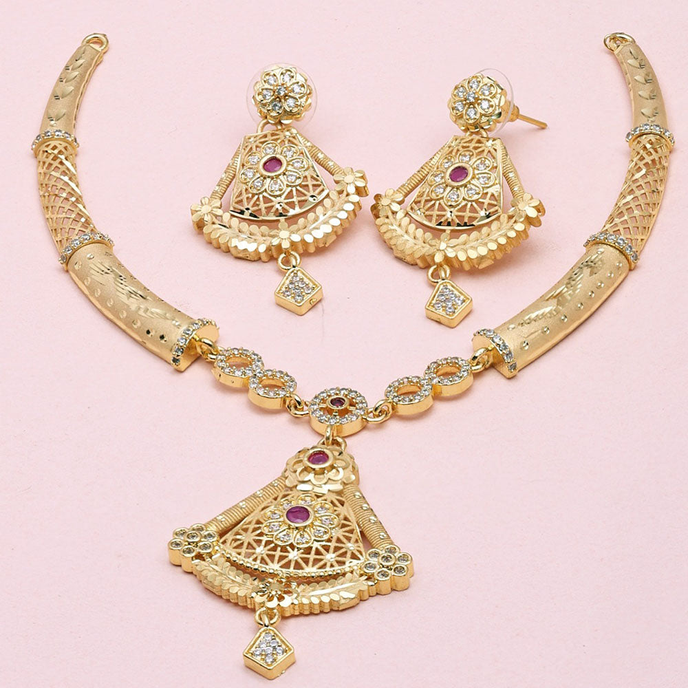 Sanjana Jewels Gold Plated Austrian Stone Necklace Set