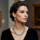 Urthn Silver Plated Elegant Austrian Stone Necklace set .(Pack of 3)
