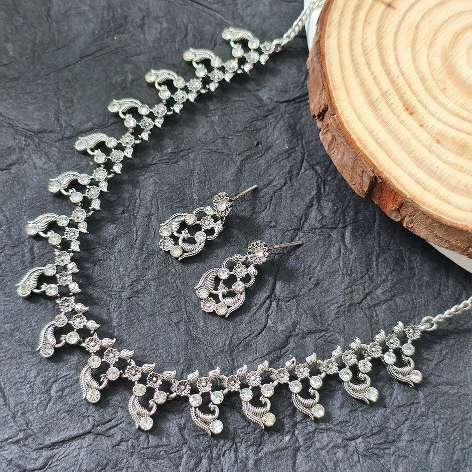 Urthn Silver Plated Elegant Austrian Stone Necklace set(Pack of 3)