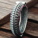 Maharani Jewels Oxidised Plated Pota Stone Openable Bangle