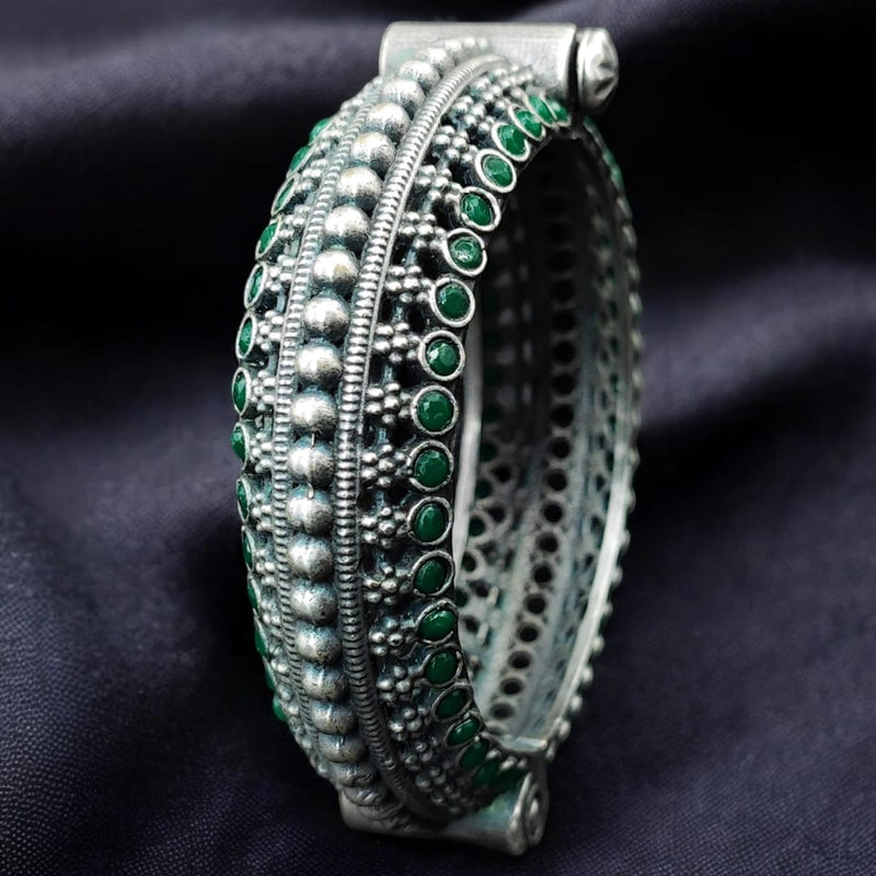 Maharani Jewels Oxidised Plated Pota Stone Openable Bangle