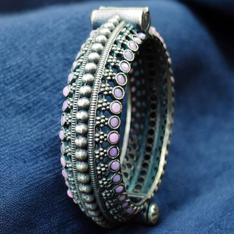 Maharani Jewels Oxidised Plated Pota Stone Openable Bangle