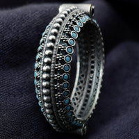 Maharani Jewels Oxidised Plated Pota Stone Openable Bangle