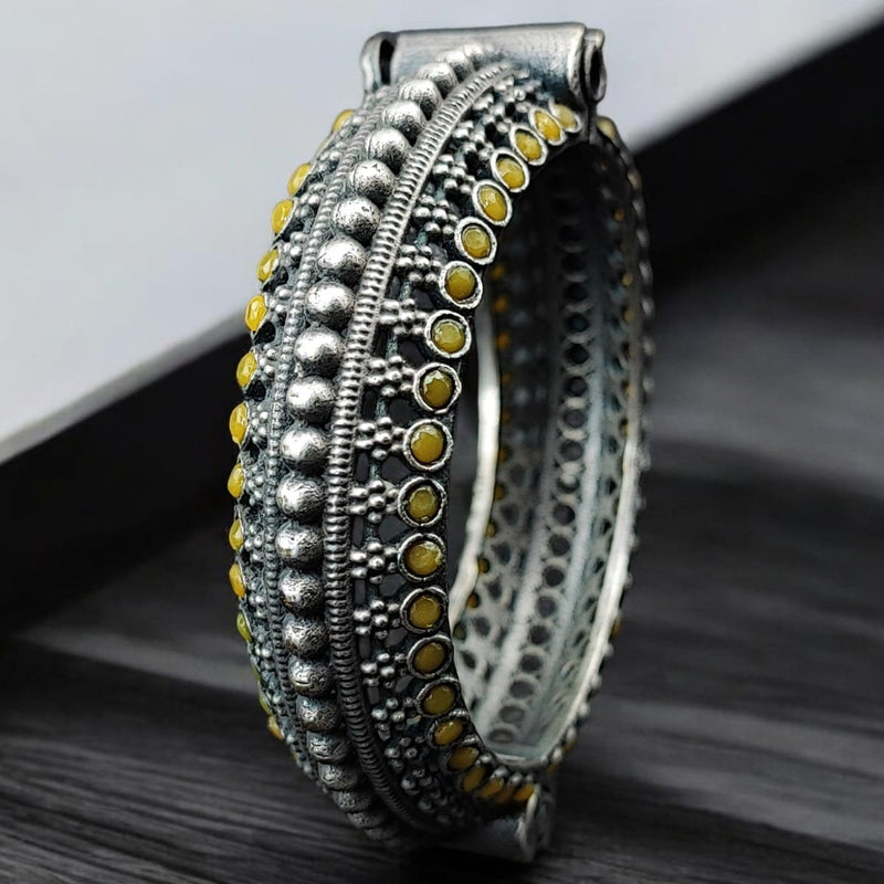 Maharani Jewels Oxidised Plated Pota Stone Openable Bangle