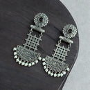 Maharani Jewels Oxidised Plated Pota Stone And Pearls Dangler Earrings