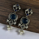 Maharani Jewels Oxidised Plated Pota Stone And  Pearl Dangler Earrings