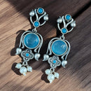 Maharani Jewels Oxidised Plated Pota Stone And  Pearl Dangler Earrings