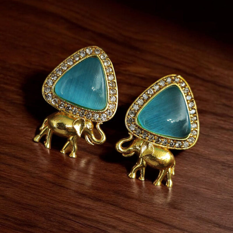 Maharani Jewels Gold Plated Austrian Stone Elephant Shape Dangler Earrings