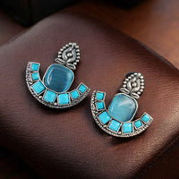 Maharani Jewels Oxidised Plated Pota Stone Dangler Earrings