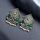 Maharani Jewels Oxidised Plated Pota Stone And Pearls Dangler Earrings