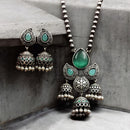 Maharani Jewels Oxidised Plated Pota Stone Necklace Set