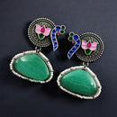 Maharani Jewels Oxidised Plated Pota Stone Dangler Earrings