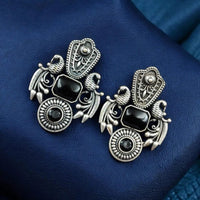 Maharani Jewels Oxidised Plated Pota Stone Dangler Earrings