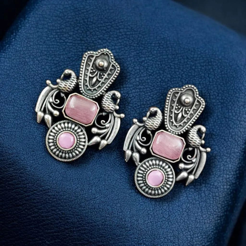 Maharani Jewels Oxidised Plated Pota Stone Dangler Earrings