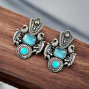 Maharani Jewels Oxidised Plated Pota Stone Dangler Earrings