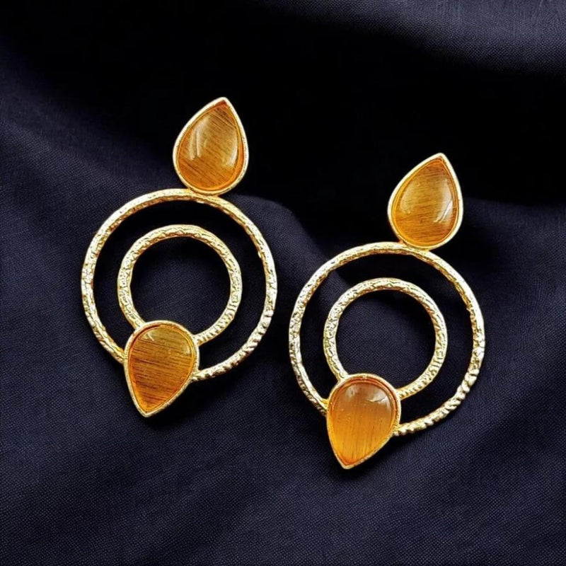 Maharani Jewels Gold Plated Pota Stone Dangler Earrings