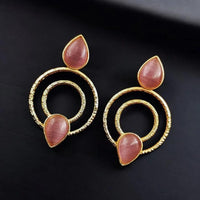 Maharani Jewels Gold Plated Pota Stone Dangler Earrings