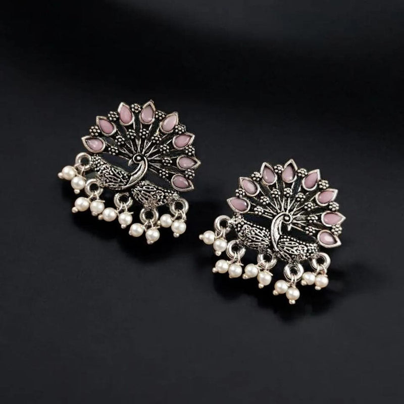 Maharani Jewels Oxidised Plated Pota Stone Dangler Earrings