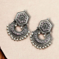 Maharani Jewels Oxidised Plated Pota Stone Dangler Earrings