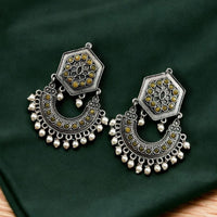 Maharani Jewels Oxidised Plated Pota Stone Dangler Earrings