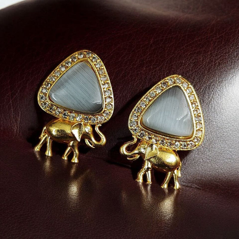 Maharani Jewels Gold Plated Austrian Stone Elephant Shape Dangler Earrings