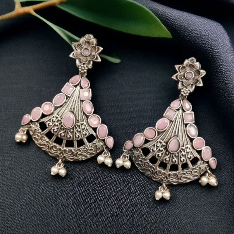 Maharani Jewels Oxidised Plated Pota Stone Dangler Earrings