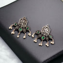 Maharani Jewels Oxidised Plated Pota Stone Dangler Earrings