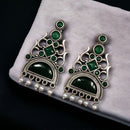 Maharani Jewels Oxidised Plated Pota Stone Dangler Earrings