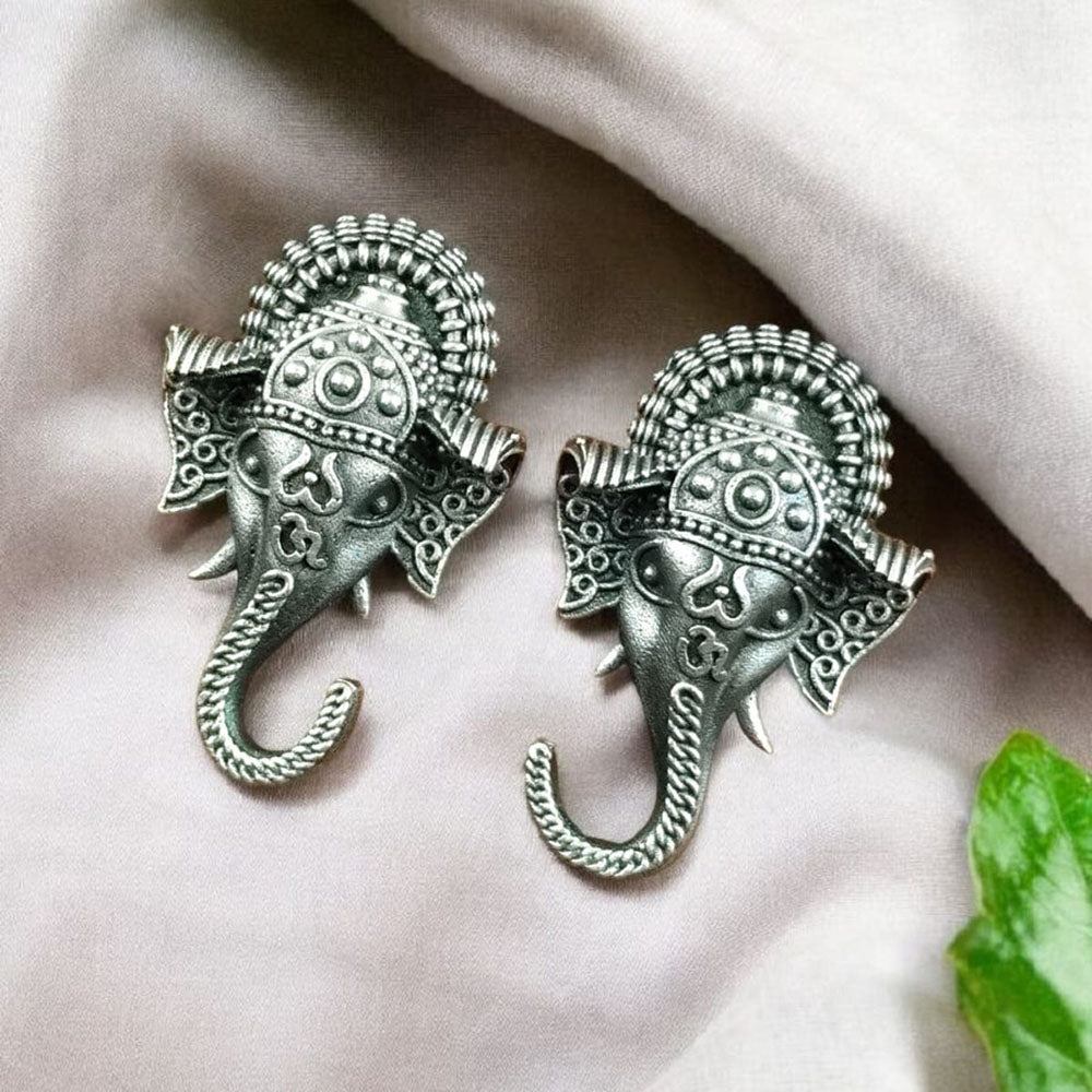 Maharani Jewels Oxidised Plated Ganesha Lord Dangler Earrings