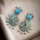 Maharani Jewels Oxidised Plated Pota Stone And Pearls Dangler Earrings