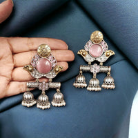 Maharani Jewels 2 Tone Pota Stone Jhumki Earrings