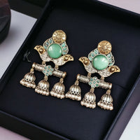 Maharani Jewels 2 Tone Pota Stone Jhumki Earrings