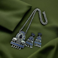 Maharani Jewels Oxidised Plated Pota Stone Necklace Set