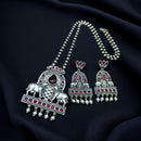 Maharani Jewels Oxidised Plated Pota Stone Necklace Set
