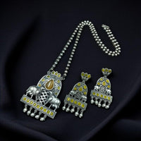 Maharani Jewels Oxidised Plated Pota Stone Necklace Set