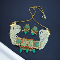 Maharani Jewels Gold Plated Kundan And Pearl Choker Necklace Set