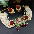 Maharani Jewels Gold Plated Kundan And Pearl Choker Necklace Set
