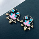 Maharani Jewels Oxidised Plated Pearl And Meenakari Dangler Earrings