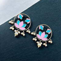 Maharani Jewels Oxidised Plated Pearl And Meenakari Dangler Earrings