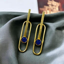 Maharani Jewels Gold Plated Pota Stone Dangler Earrings