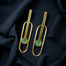 Maharani Jewels Gold Plated Pota Stone Dangler Earrings