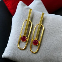 Maharani Jewels Gold Plated Pota Stone Dangler Earrings