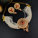 Maharani Jewels Gold Plated Kundan Stone And Pearl Meenakari Choker Necklace Set