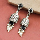 Maharani Jewels Oxidised Plated Pota Stone And Pearl Dangler Earrings