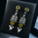Maharani Jewels Oxidised Plated Pota Stone And Pearl Dangler Earrings