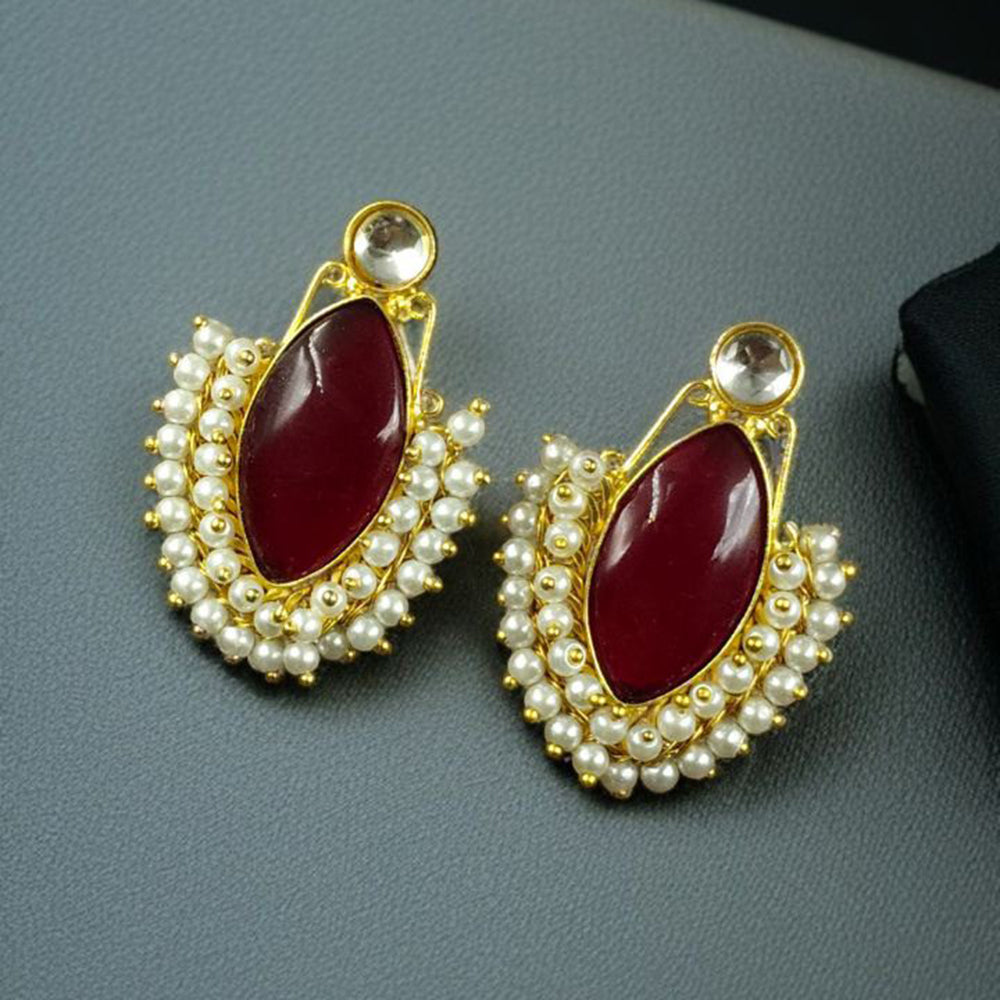 Maharani Jewels Gold Plated Pearls Dangler Earrings
