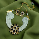 Maharani Jewels Gold Plated Kundan Stone And Pearl Meenakari Choker Necklace Set